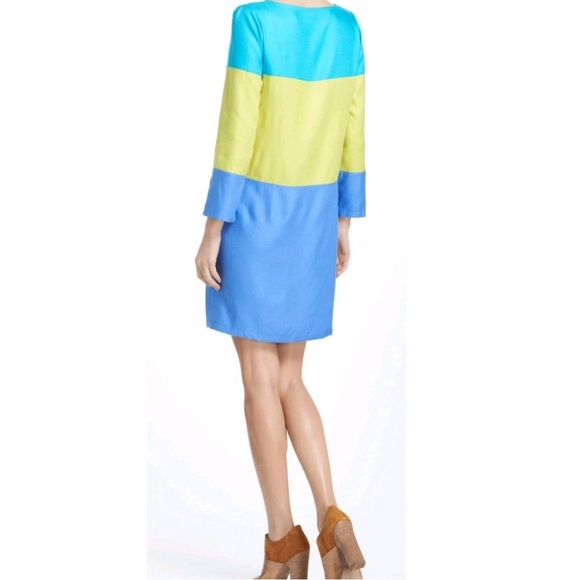 Maeve Colorblock Dress Teal Yellow Blue Tunic Size 12 NWT Made USA 27ATRAY051 - Picture 2 of 7